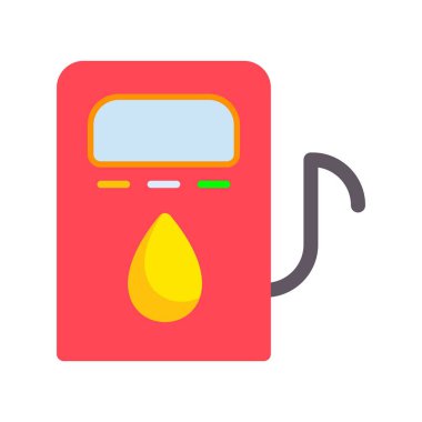 Benzin İstasyonu Düz Vektör Simgesi Tasarımı