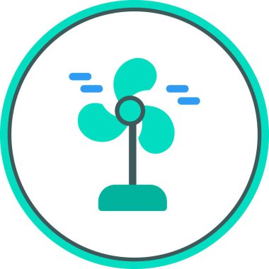 Rüzgâr Gücü Düz Çember Vektör Simgesi Tasarımı