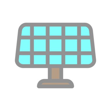 Güneş Paneli Doldurulmuş Işık Vektörü Simgesi Tasarımı