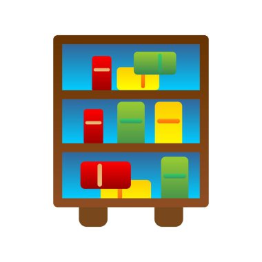 Kitap rafı Düz Gradyan Vektör Simgesi Tasarımı