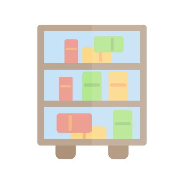 Kitap rafı Düz Işık Vektörü Simgesi Tasarımı