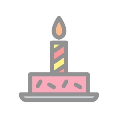 Doğum Günü Pastası Dolu Işık Vektörü Simgesi Tasarımı