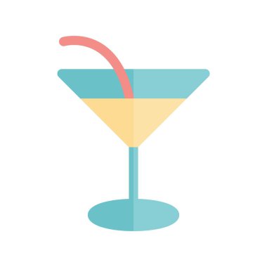 Kokteyl Düz Işık Vektörü Simgesi Tasarımı