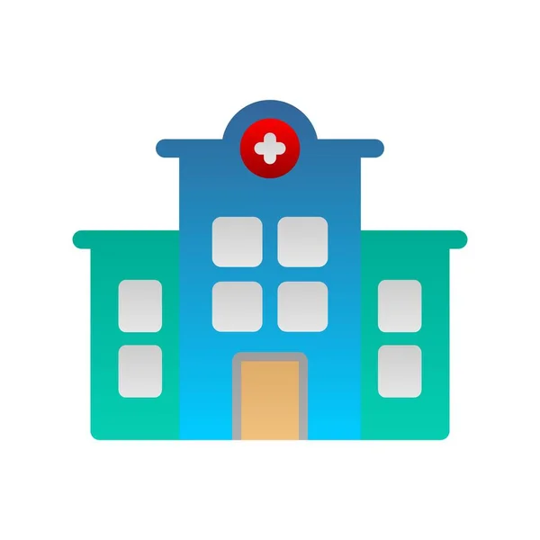 Hospital Gradiente Plano Vector Icon Desig — Vector de stock
