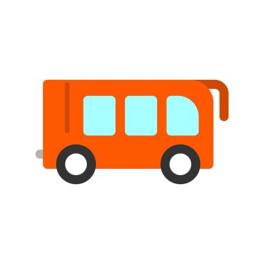 Otobüs Düz Vektör Simgesi Tasarımı