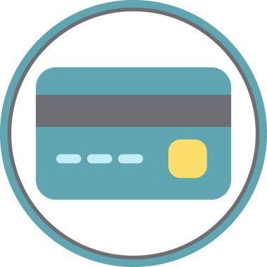 Banka Kartı Düz Çember Vektör Simgesi Tasarımı