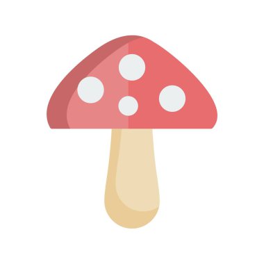 Mantar Düz Işık Vektörü Simge Tasarımı