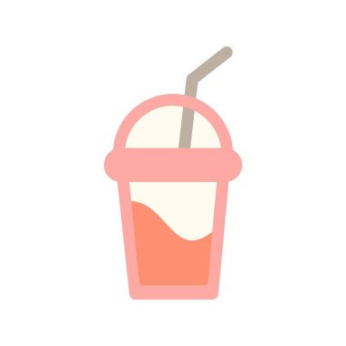 Milkshake Düz Vektör Simgesi Tasarımı