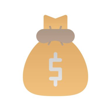 Para Torbası Düz Gradyan Vektör Simgesi Tasarımı