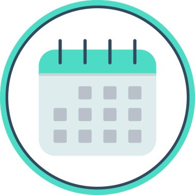 Takvim Düz Çember Vektör Simgesi Tasarımı