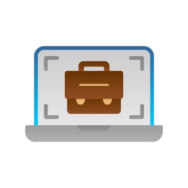 Laptop Düz Gradyan Vektör Simgesi Tasarımı