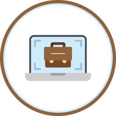 Laptop Düz Çember Vektör Simgesi Tasarımı