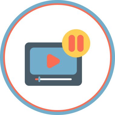 Video Düz Çember Vektör Simgesi Tasarımı Duraklat