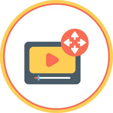 Video Düz Çember Vektör Simgesi Tasarımı Genişlet