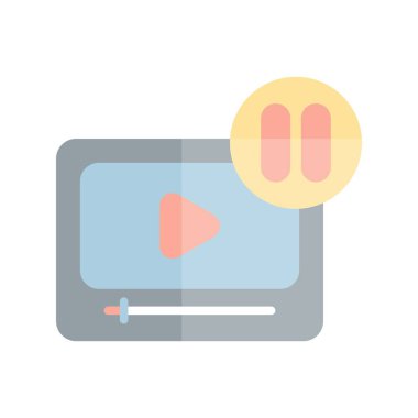 Video Düz Işık Vektörü Simgesi Tasarımı Duraklat