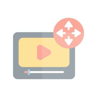 Video Düz Işık Vektörü Simgesi Tasarımı Genişlet