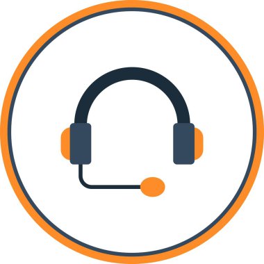 Kulaklık Düz Çember Vektör Simgesi Tasarımı