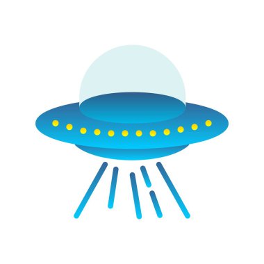 Ufo Düz Gradyan Vektör Simgesi Tasarımı