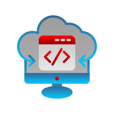 Sunucu Düz Gradyan Vektör Simgesi Tasarımı