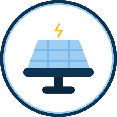  Güneş Hücresi Düz Çember Vektör Simgesi Tasarımı