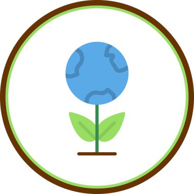 Dünya Düz Çember Vektör Simgesi Tasarımı