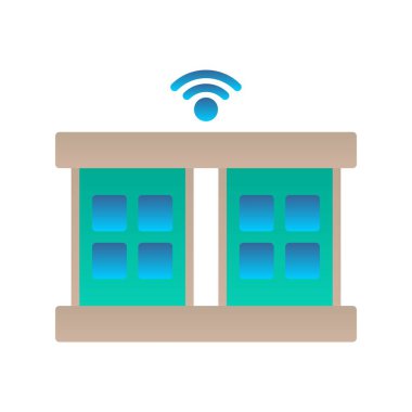 Kapı Düz Gradyan Vektör Simgesi Tasarımı