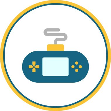 Oyun Konsolu Düz Çember Vektör Simgesi Tasarımı