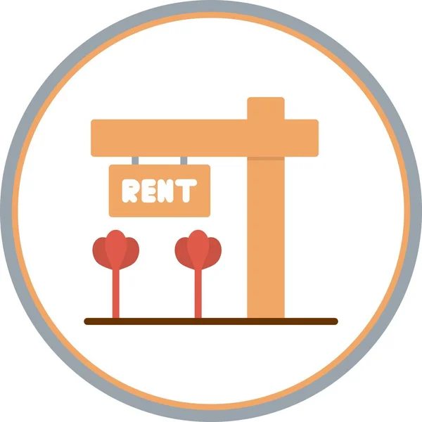 Rent Sign Flat Circle Vector Icon Desig — Stock Vector
