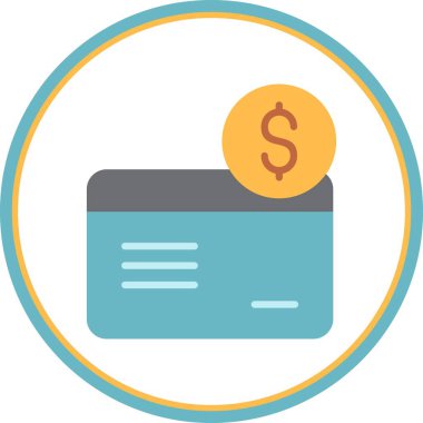 Kredi Kartı Düz Çember Vektör Simgesi Tasarımı