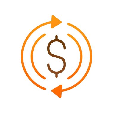 Dolar Düz Gradyan Vektör Simgesi Tasarımı