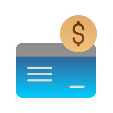 Kredi Kartı Düz Gradyan Vektör Simgesi Tasarımı