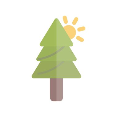 Çam Ağacı Düz Işık Vektörü Simgesi Tasarımı