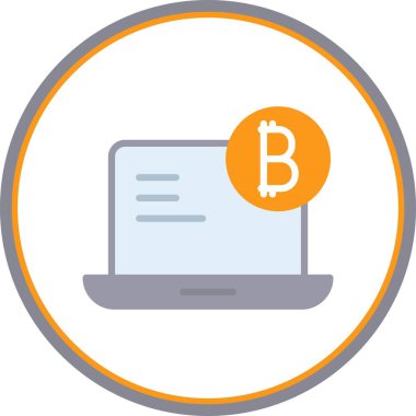 Laptop Düz Çember Vektör Simgesi Tasarımı