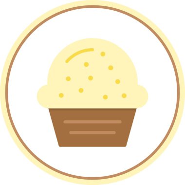 Cupcake Düz Çember Vektör Simgesi Tasarımı