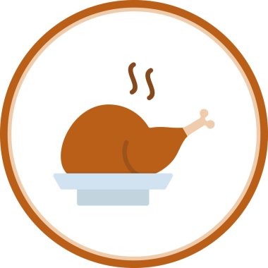 Tavuk Düz Çember Vektör Simgesi Tasarımı