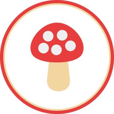 Mantar Düz Çember Vektör Simgesi Tasarımı