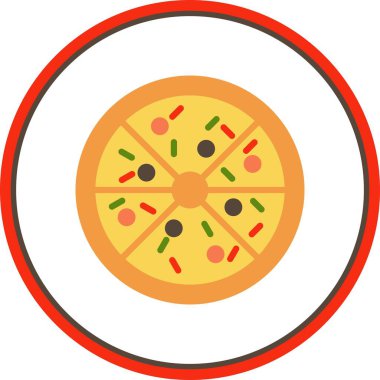 Pizza Düz Çember Vektör Simgesi Tasarımı