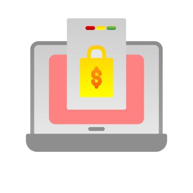 Çevrimiçi Alışveriş Düz Gradyan Vektör Simgesi Tasarımı