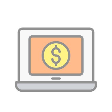 Laptop Doldurulmuş Işık Vektörü Simgesi Tasarımı