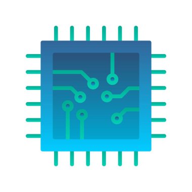İşlemci Düz Gradyan Vektör Simgesi Tasarımı