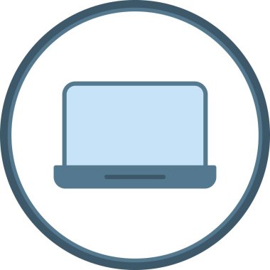 Laptop Düz Çember Vektör Simgesi Tasarımı