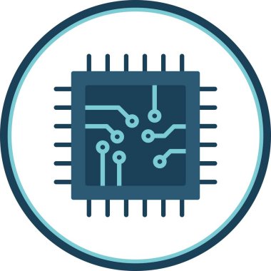 İşlemci Düz Çember Vektör Simgesi Tasarımı