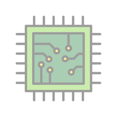 İşlemci Doldurulmuş Işık Vektörü Simgesi Tasarımı