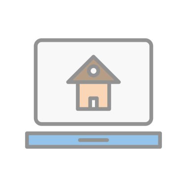 Laptop Doldurulmuş Işık Vektörü Simgesi Tasarımı