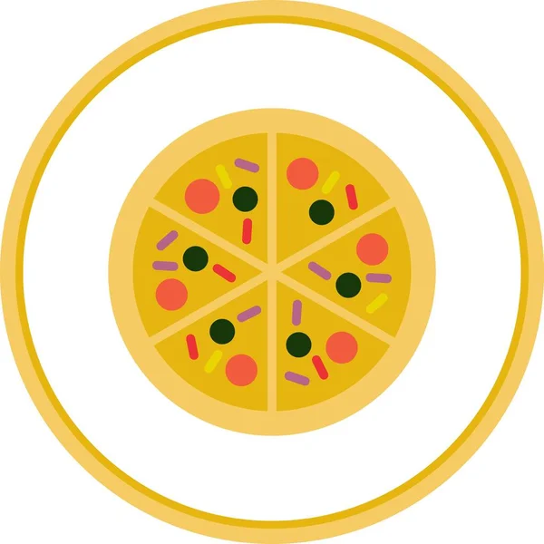 Icône Vectorielle Cercle Plat Pizza Desig — Image vectorielle