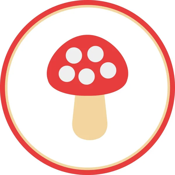 蘑菇扁平圆形矢量Icon设计 — 图库矢量图片