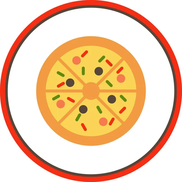 比萨扁平圆形矢量Icon设计 — 图库矢量图片