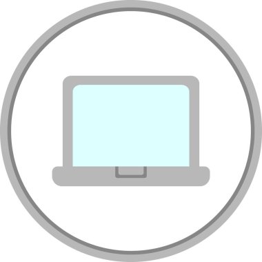 Laptop Düz Çember Vektör Simgesi Tasarımı