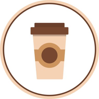 Kahve Kupası Düz Çember Vektör Simgesi Tasarımı