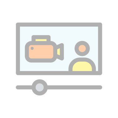  Video Konferansı Satırı Işık Vektörü Simgesi Tasarımı